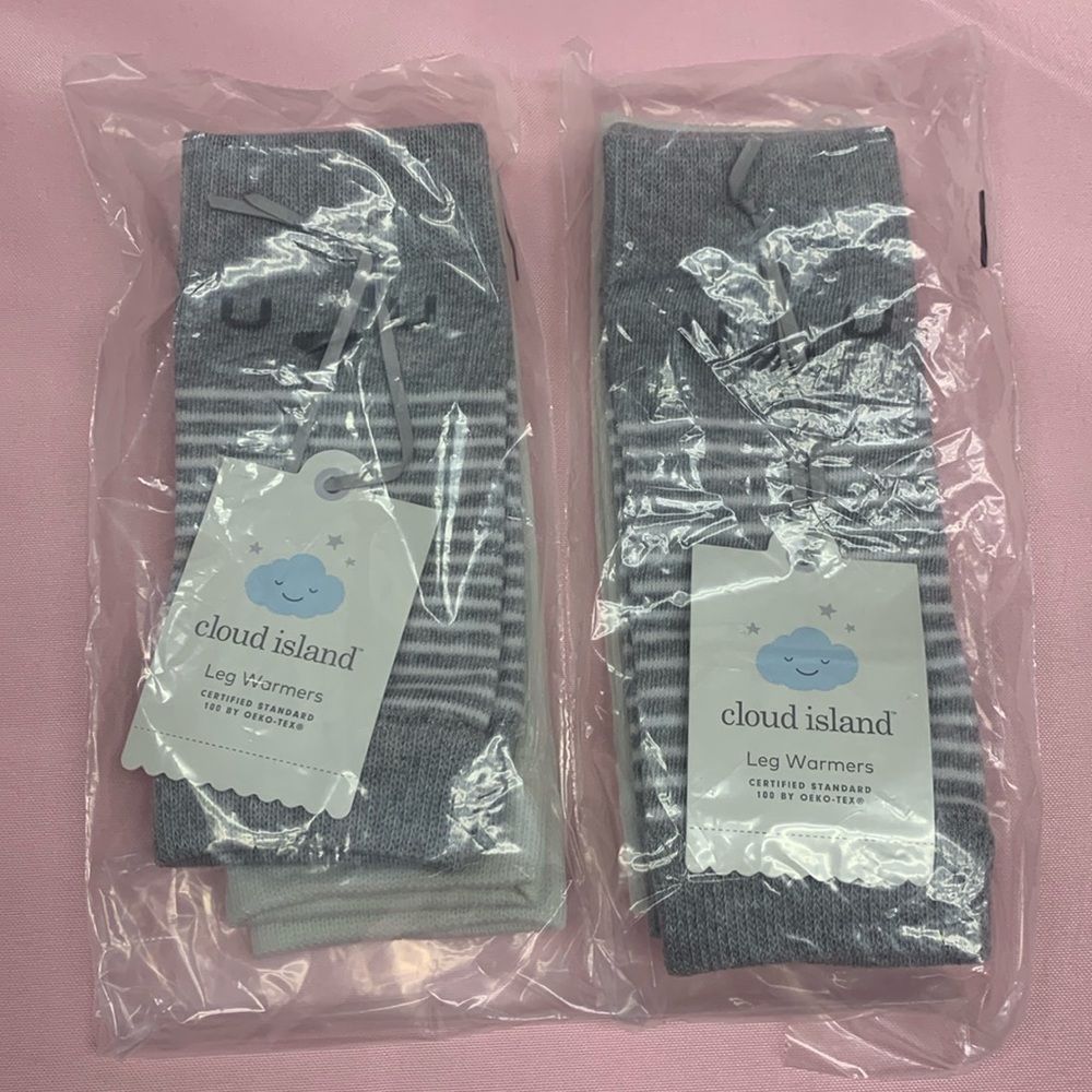 2 pairs of cloud island leg warmers size 6-9 months. NWT